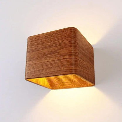 Hardwired Bedroom Sconce with Wood-Look Finish – Modern Scandinavian Ambient Lighting Fixture for Master Suite, Guest Room & Hallway