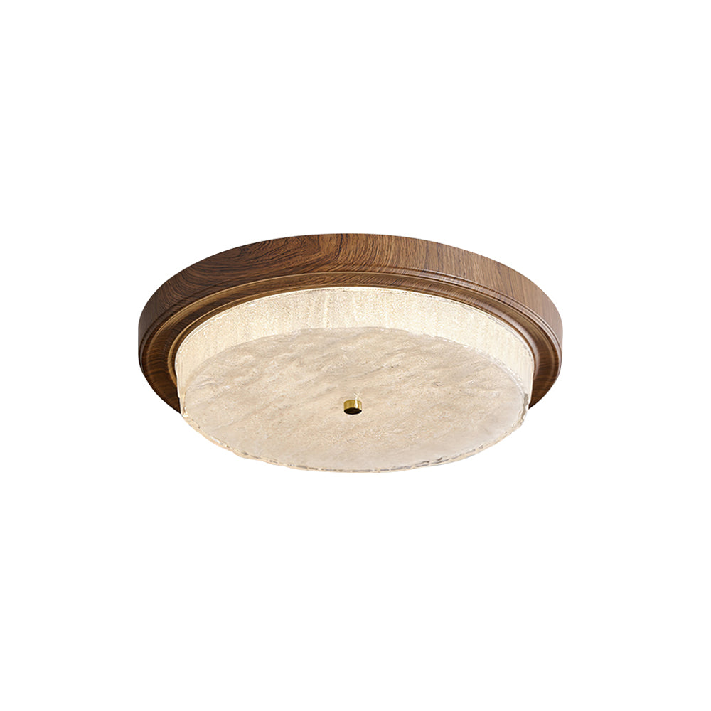 Flush Mount LED Ceiling Light Fixture Round Glass Shade Metal Frame 15 or 18 Inch Warm Glow for Bedroom Living Room Hallway Kitchen Integrat
