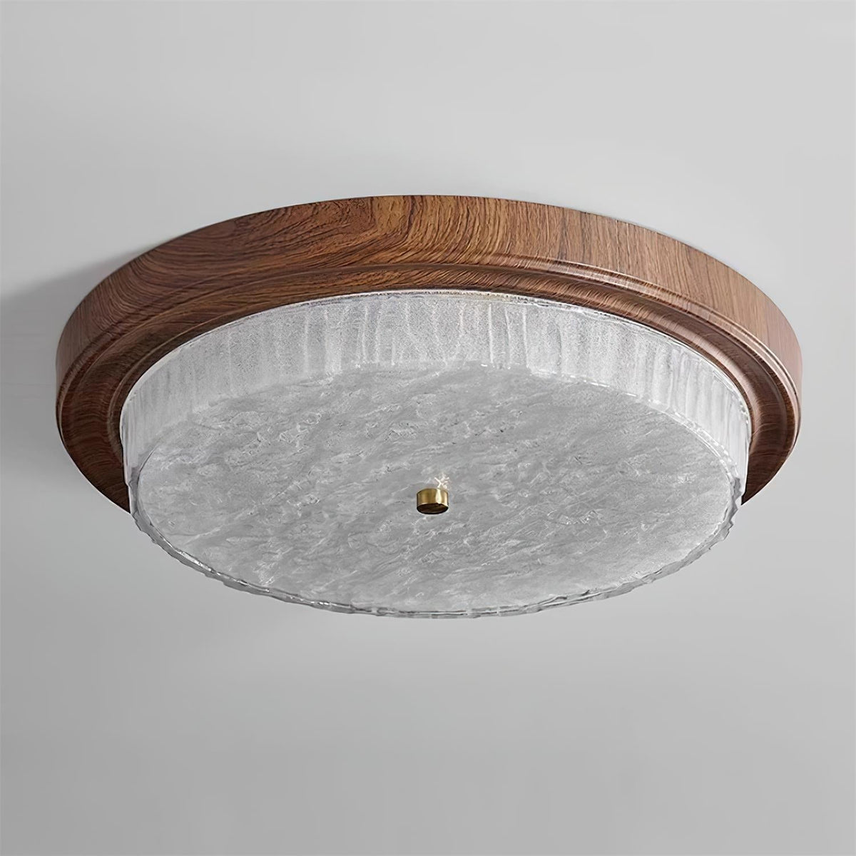 Flush Mount LED Ceiling Light Fixture Round Glass Shade Metal Frame 15 or 18 Inch Warm Glow for Bedroom Living Room Hallway Kitchen Integrat