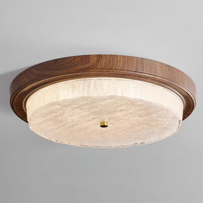 Flush Mount LED Ceiling Light Fixture Round Glass Shade Metal Frame 15 or 18 Inch Warm Glow for Bedroom Living Room Hallway Kitchen Integrat
