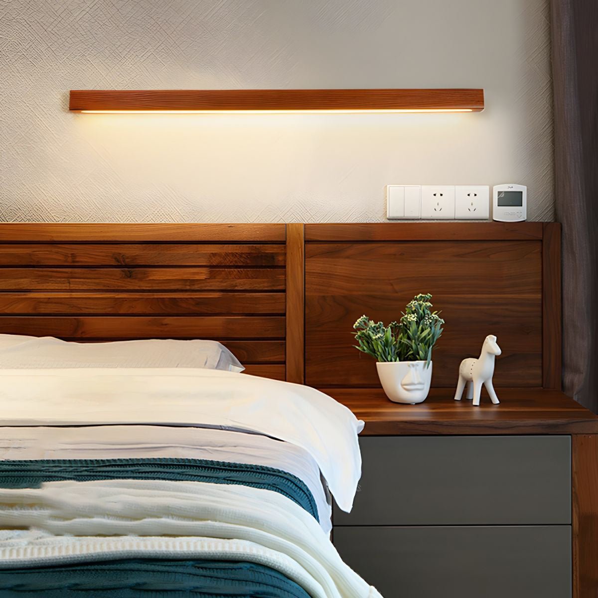 Wood Vanity Sconce 12W LED Integrated Fixture for Bathroom Mirror Hallway Entryway Indoor Low-Profile Contemporary Lighting Matte Acrylic Di