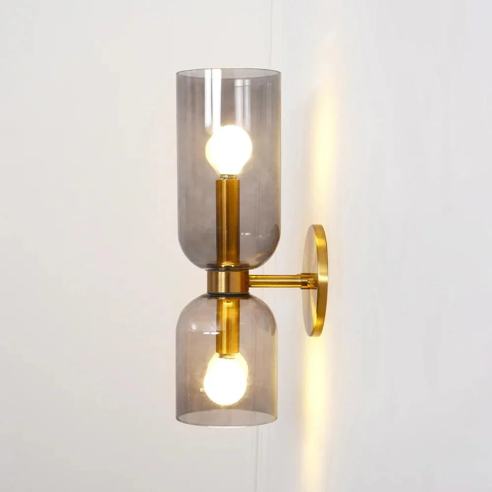 Modern Iron & Glass Double-Light Fixture for Hallway Bedroom Entryway Ambient Lighting Dimmable E14 Socket 14 in Height 6 in Depth