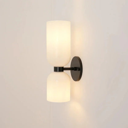 Modern Iron & Glass Double-Light Fixture for Hallway Bedroom Entryway Ambient Lighting Dimmable E14 Socket 14 in Height 6 in Depth