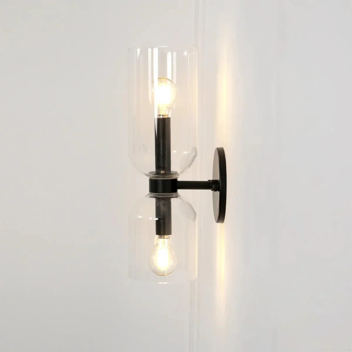 Modern Iron & Glass Double-Light Fixture for Hallway Bedroom Entryway Ambient Lighting Dimmable E14 Socket 14 in Height 6 in Depth