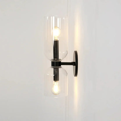 Modern Iron & Glass Double-Light Fixture for Hallway Bedroom Entryway Ambient Lighting Dimmable E14 Socket 14 in Height 6 in Depth