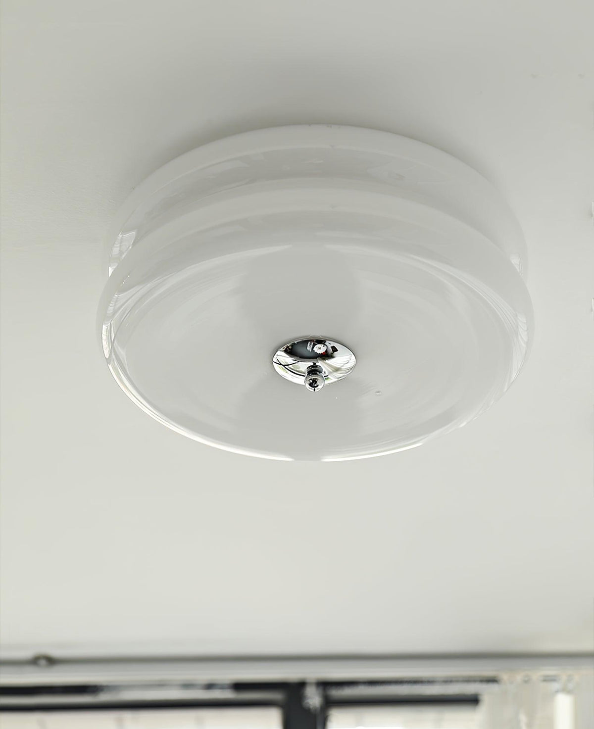 Flush Mount LED Ceiling Light Fixture with Frosted Glass Shade Gold Chrome Metal for Bedroom Living Room Dining Room Hallway Entryway Tradit
