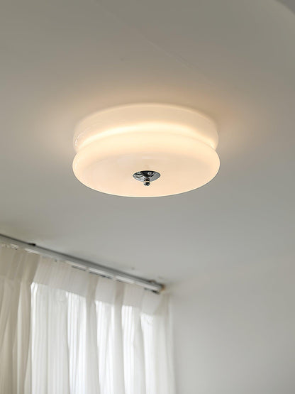 Flush Mount LED Ceiling Light Fixture with Frosted Glass Shade Gold Chrome Metal for Bedroom Living Room Dining Room Hallway Entryway Tradit