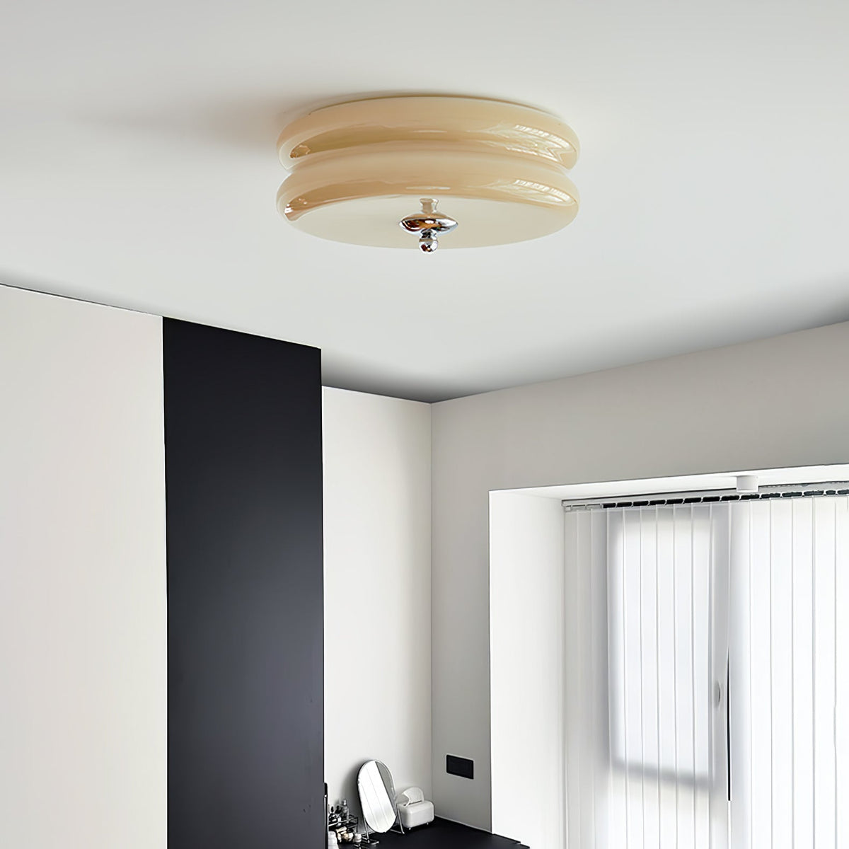 Flush Mount LED Ceiling Light Fixture with Frosted Glass Shade Gold Chrome Metal for Bedroom Living Room Dining Room Hallway Entryway Tradit