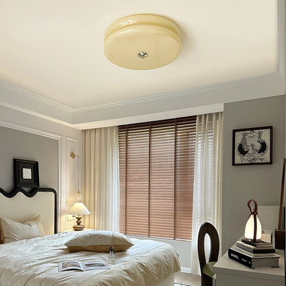 Flush Mount LED Ceiling Light Fixture with Frosted Glass Shade Gold Chrome Metal for Bedroom Living Room Dining Room Hallway Entryway Tradit