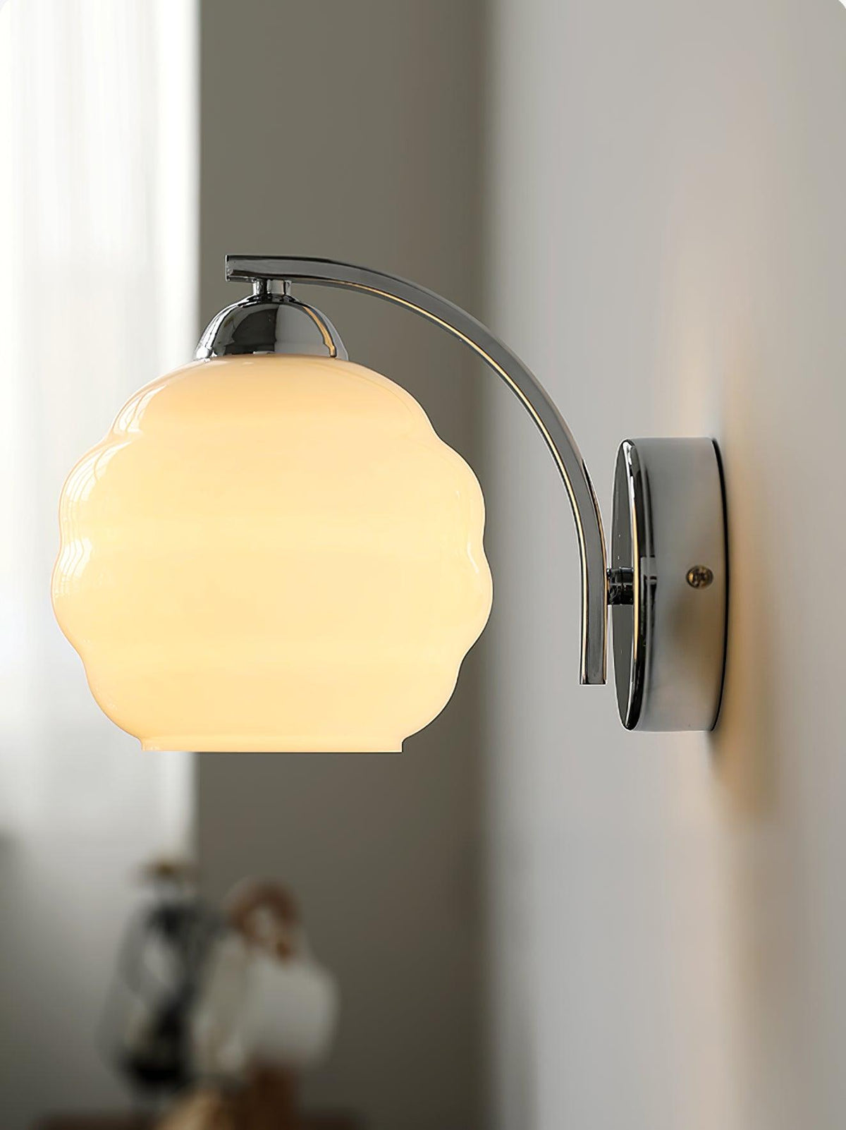 Frosted Glass Wall Sconce with Gold or Chrome Finish for Bedroom Lighting | Compact Indoor Fixture for Hallways & Living Rooms