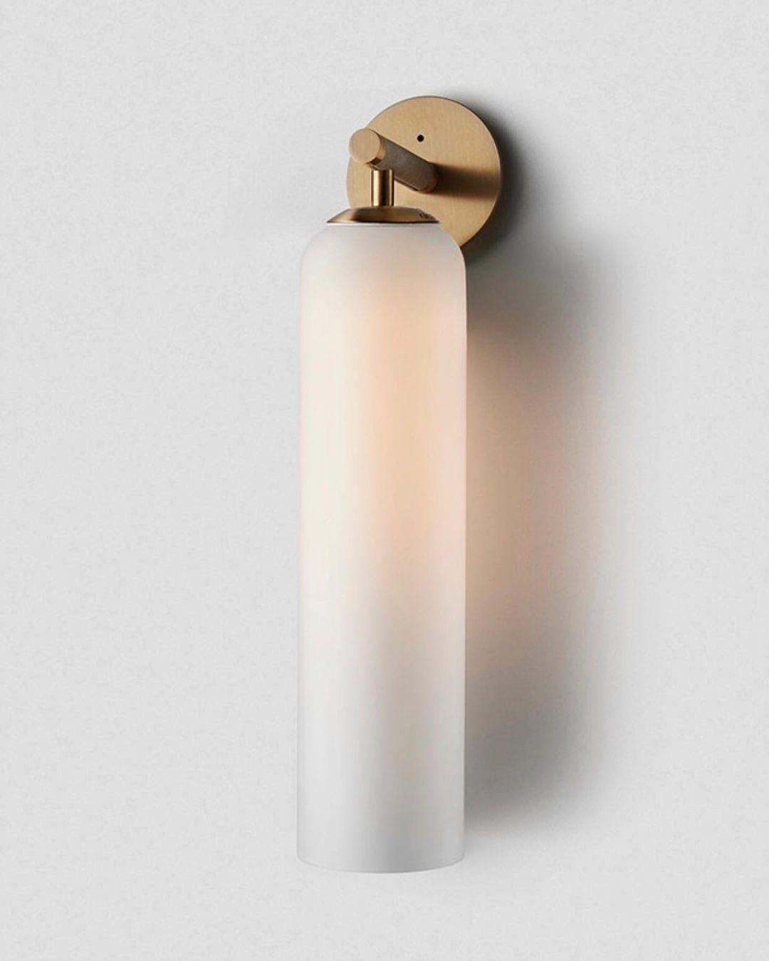 Cylindrical Glass Wall Sconce 19 Inch Vertical Light Fixture for Living Room Bedroom Hallway Ambient Lighting Up or Down Mount Gold Black Ni