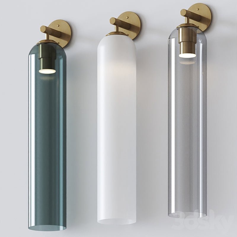 Cylindrical Glass Wall Sconce 19 Inch Vertical Light Fixture for Living Room Bedroom Hallway Ambient Lighting Up or Down Mount Gold Black Ni