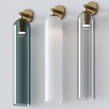 Cylindrical Glass Wall Sconce 19 Inch Vertical Light Fixture for Living Room Bedroom Hallway Ambient Lighting Up or Down Mount Gold Black Ni