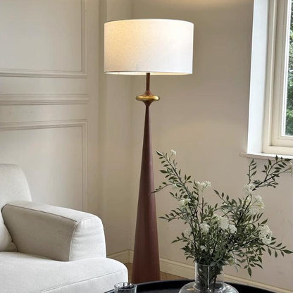 Standing Lamp Wooden Base 65 in Tall White Fabric Shade Mid-Century Uplight for Living Room Bedroom Reading Corner Dimmable E26 Socket Moder
