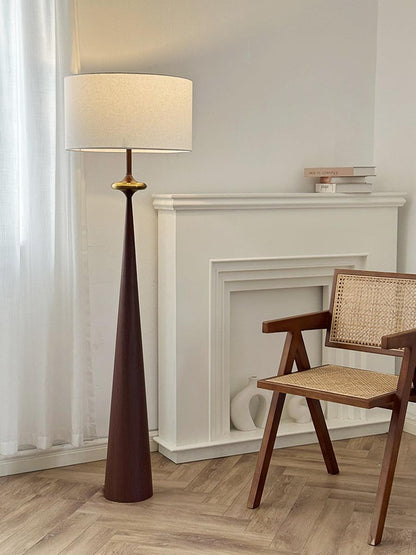 Standing Lamp Wooden Base 65 in Tall White Fabric Shade Mid-Century Uplight for Living Room Bedroom Reading Corner Dimmable E26 Socket Moder