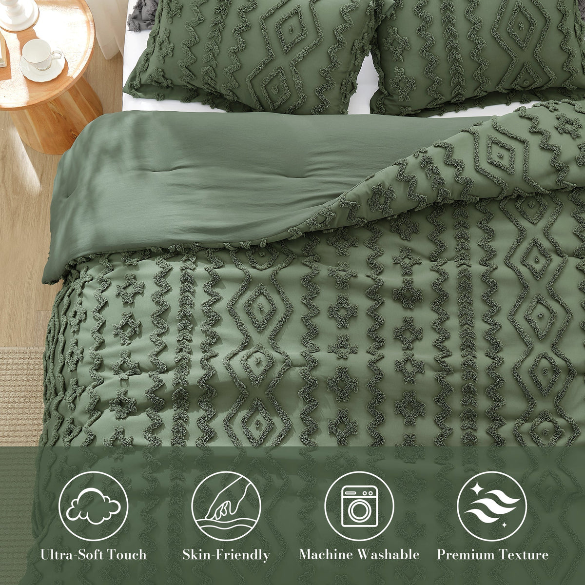 Ortekor Artistic Comforter Set | King Comforter Set with Intricate Embroidery | Ultra-Soft Bedding for Year-Round Comfort