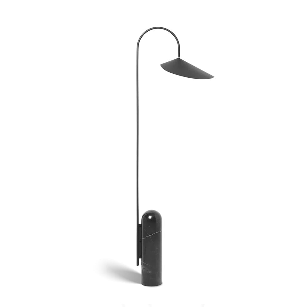 Arched Reading Floor Lamp with Marble Base – Modern Black Metal Accent Light for Living Room, Bedroom & Home Office