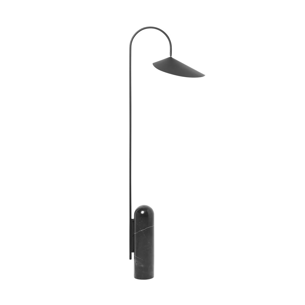 Arched Reading Floor Lamp with Marble Base – Modern Black Metal Accent Light for Living Room, Bedroom & Home Office