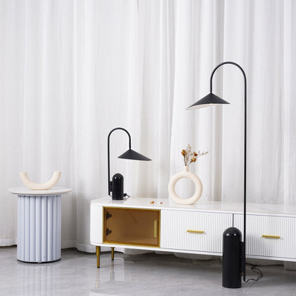 Arched Reading Floor Lamp with Marble Base – Modern Black Metal Accent Light for Living Room, Bedroom & Home Office