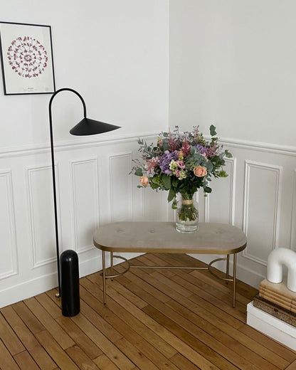 Arched Reading Floor Lamp with Marble Base – Modern Black Metal Accent Light for Living Room, Bedroom & Home Office