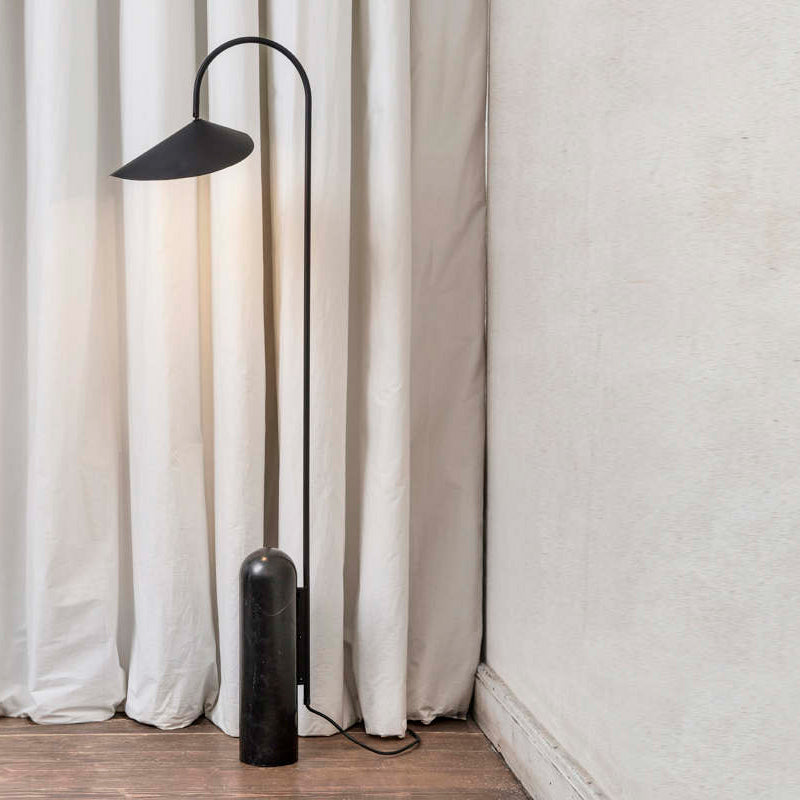 Arched Reading Floor Lamp with Marble Base – Modern Black Metal Accent Light for Living Room, Bedroom & Home Office