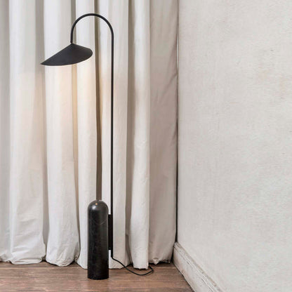Arched Reading Floor Lamp with Marble Base – Modern Black Metal Accent Light for Living Room, Bedroom & Home Office
