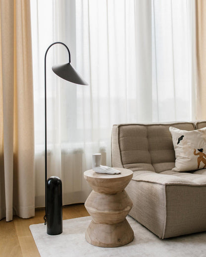 Arched Reading Floor Lamp with Marble Base – Modern Black Metal Accent Light for Living Room, Bedroom & Home Office
