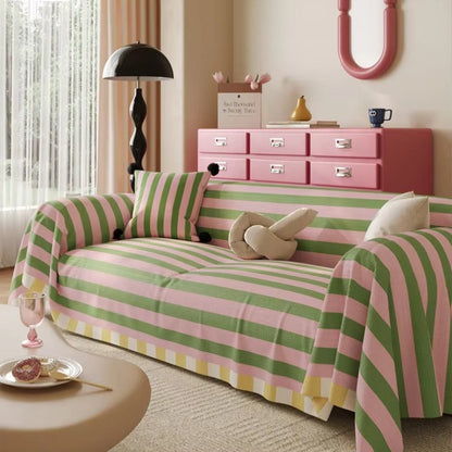 Asta Sofa Cover - Soft Microfiber, Striped Design