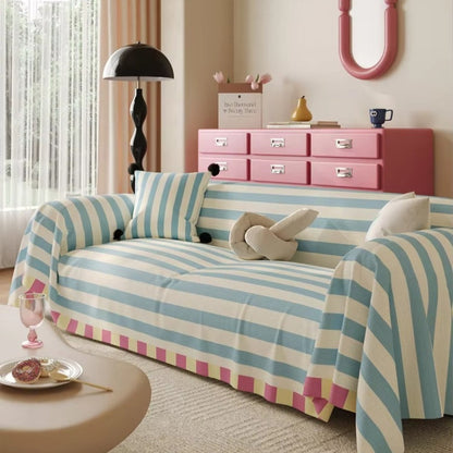 Asta Sofa Cover - Soft Microfiber, Striped Design