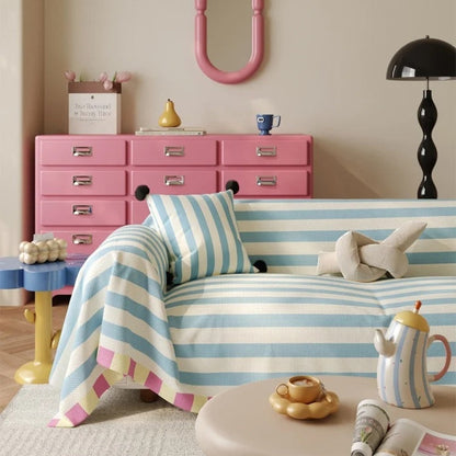 Asta Sofa Cover - Soft Microfiber, Striped Design