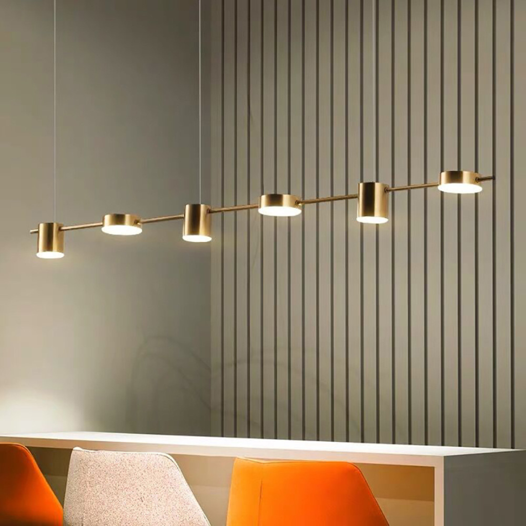 Linear Multi-Light Ceiling Fixture with Adjustable Drop – Aluminum Spotlight Bar in Matte & Metallic Two-Tone – LED Task Lighting for Island