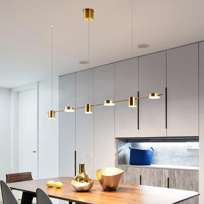 Linear Multi-Light Ceiling Fixture with Adjustable Drop – Aluminum Spotlight Bar in Matte & Metallic Two-Tone – LED Task Lighting for Island