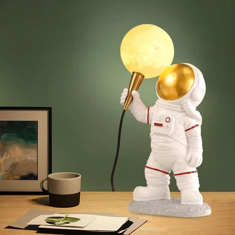 Space Explorer Resin Night Light 14 Inches Levitating Spaceman LED Accent Lamp for Bedroom Desk Nightstand Cosmic Room Decor