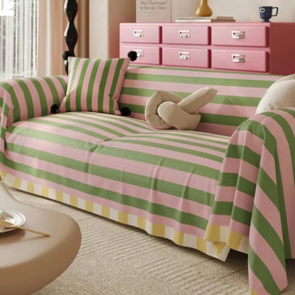 Asta Sofa Cover - Soft Microfiber, Striped Design