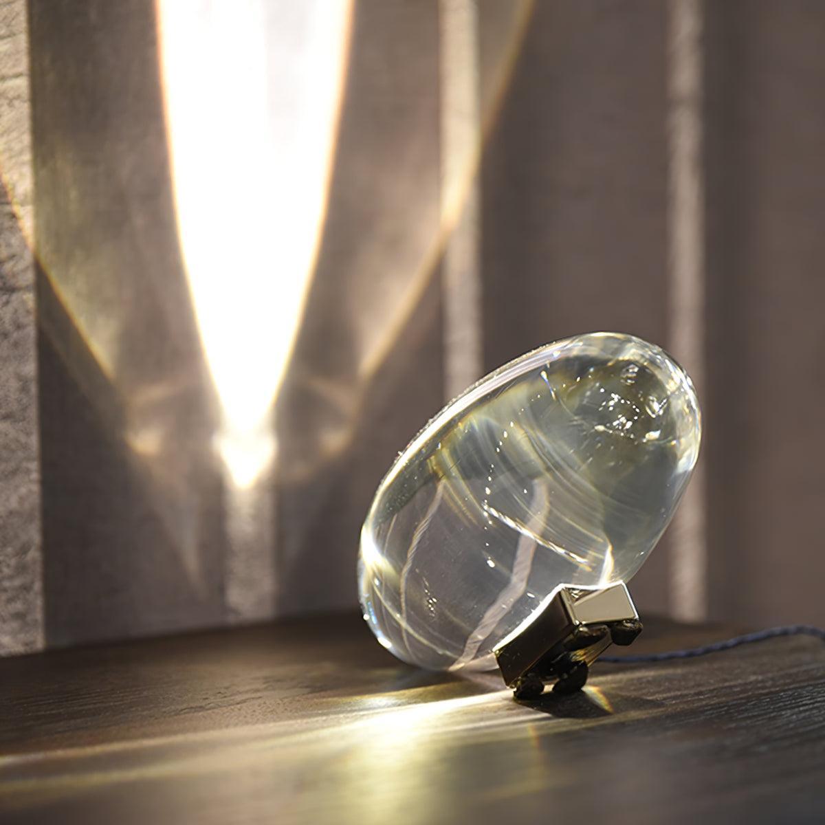 LED Desk Lamp Chrome Oval Crystal Glass 6.3 in Adjustable Color Temperature 3000K 4000K 6000K Bedside Accent Light for Bedroom Living Room O