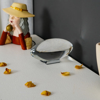 LED Desk Lamp Chrome Oval Crystal Glass 6.3 in Adjustable Color Temperature 3000K 4000K 6000K Bedside Accent Light for Bedroom Living Room O