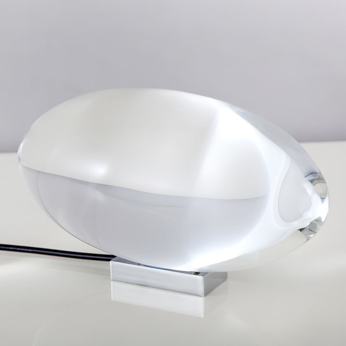 LED Desk Lamp Chrome Oval Crystal Glass 6.3 in Adjustable Color Temperature 3000K 4000K 6000K Bedside Accent Light for Bedroom Living Room O