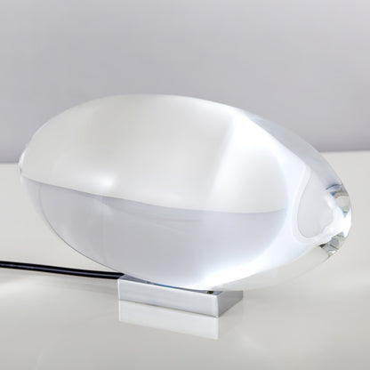 LED Desk Lamp Chrome Oval Crystal Glass 6.3 in Adjustable Color Temperature 3000K 4000K 6000K Bedside Accent Light for Bedroom Living Room O