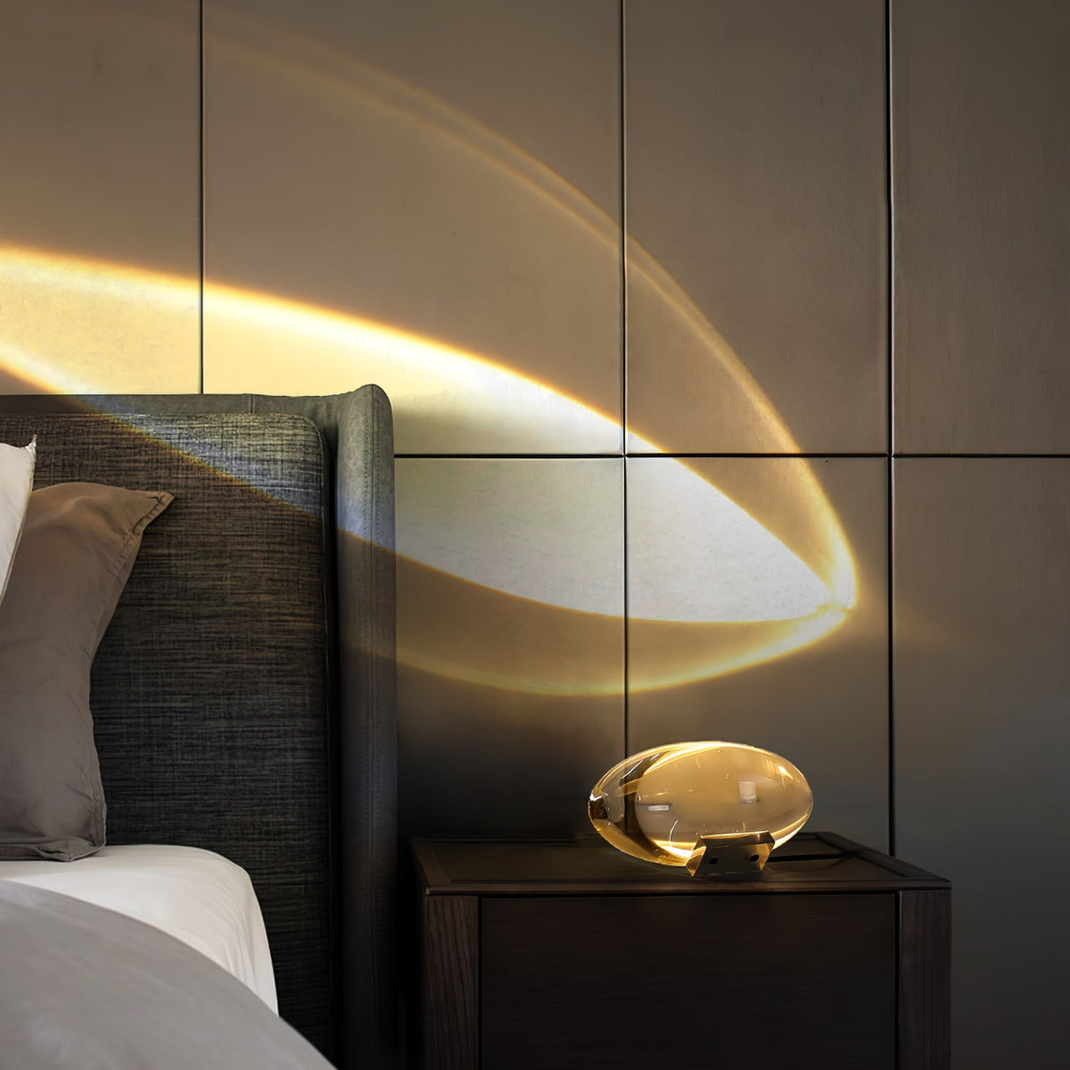 LED Desk Lamp Chrome Oval Crystal Glass 6.3 in Adjustable Color Temperature 3000K 4000K 6000K Bedside Accent Light for Bedroom Living Room O