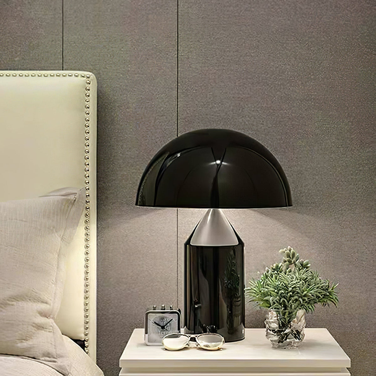 Metal Architectural Accent Lamp 14 in Sculptural Shape Soft Glow Nightstand Light Bedroom Side Table Decor Modern Minimal Home Office