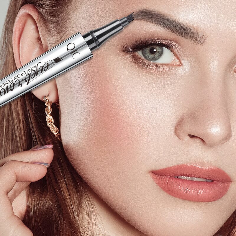 Four-Tip Eyebrow Pen Hair-Like Strokes Smudge-Proof Long-Wear Natural Brow Definer Tool for Sparse Thin Patchy Brows Women Daily Makeup