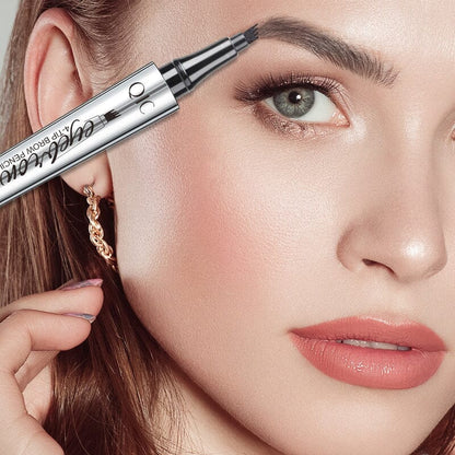 Four-Tip Eyebrow Pen Hair-Like Strokes Smudge-Proof Long-Wear Natural Brow Definer Tool for Sparse Thin Patchy Brows Women Daily Makeup