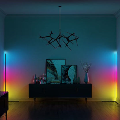 AuraEdge | Corner Floor Lamp with Adjustable RGB & White Light | Space-Saving Design for Versatile Ambiance
