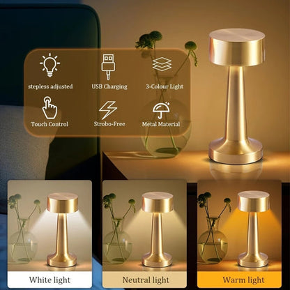 Aurelia Desk Lamp - Rechargeable Aluminium, Touch Control