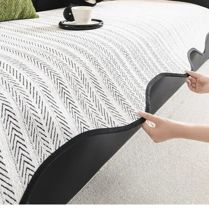 Textured Throw Blanket with Scalloped Edge for Couch, Sofa & Bed – Soft Woven Cotton Blend – Non-Slip Breathable Cover for Living Room &
