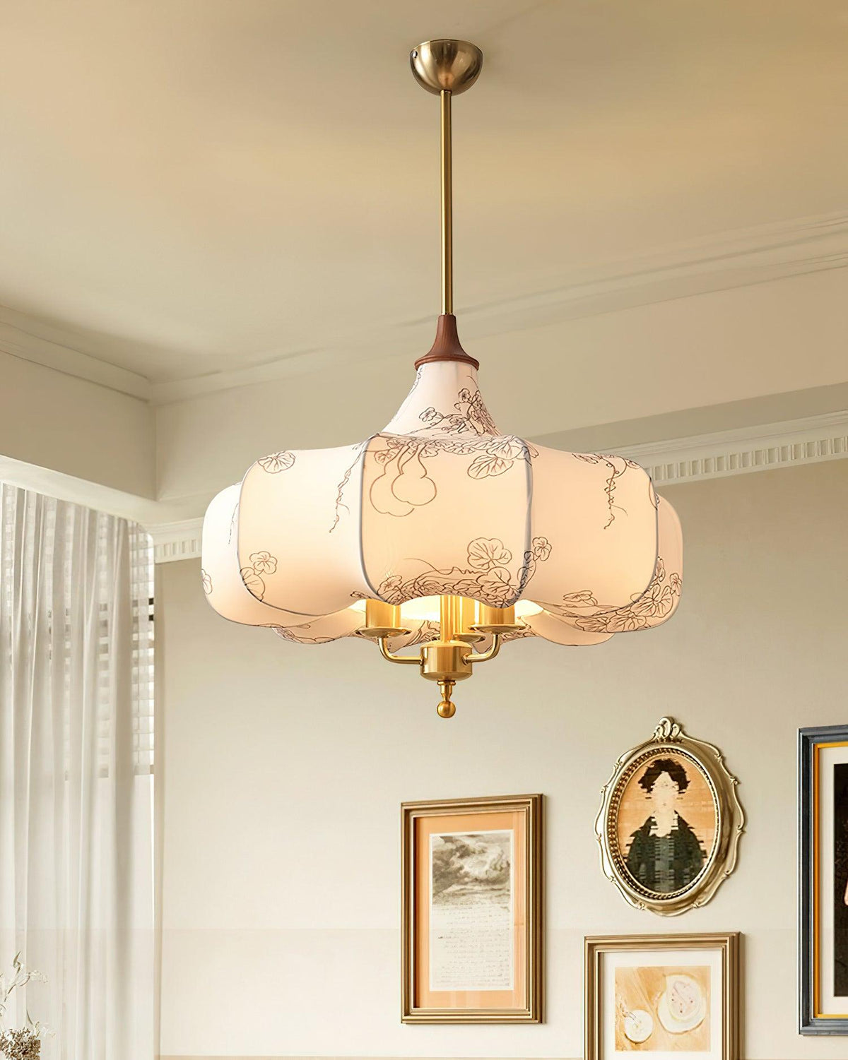 Layered Wood Hanging Light Fixture Adjustable Height Ceiling Lamp 20-24 Inches Multi-Material Dining Room Living Room Bedroom