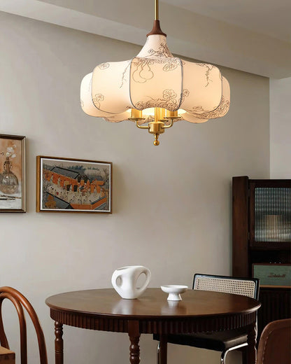 Layered Wood Hanging Light Fixture Adjustable Height Ceiling Lamp 20-24 Inches Multi-Material Dining Room Living Room Bedroom
