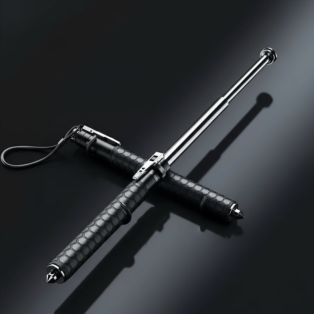 Walking Cane with Quick Deploy Mechanism, Adjustable Walking Stick for Self Defense, Telescopic Walking Stick
