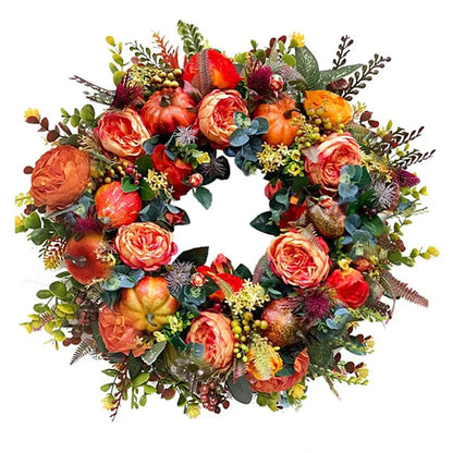 AutumnAura Wreath - Artificial Fall Decor, Rustic Charm for Indoor/Outdoor