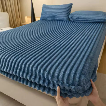 Plush Faux Fur Fitted Sheet Deep Pocket Mattress Cover Soft Cozy Bedding All Season Comfort Twin Full Queen King Size Bed Linen